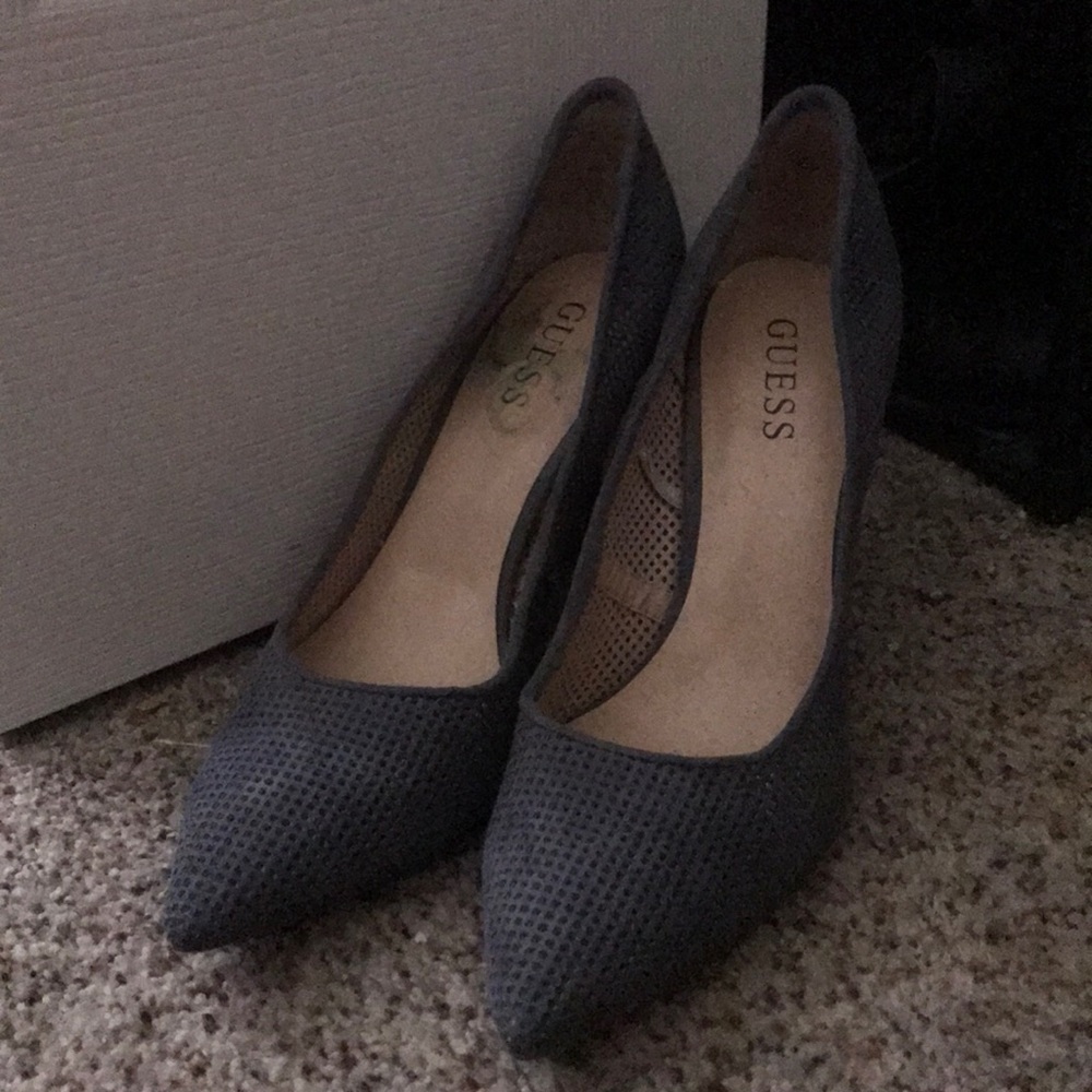 Blue suede heels